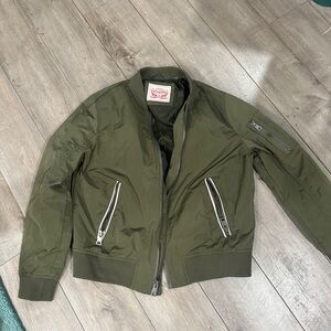 Levi's Dark Green Bomber Jacket with Silver Accents
